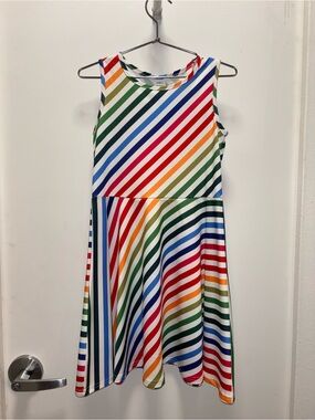 Girls Rainbow Stripe Sleeveless Dress- Youth Size L